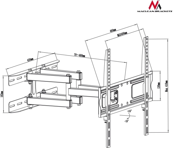 VESA-compatibiliteit tot 400 × 400 mm