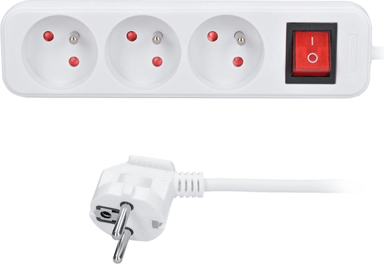 Solight verlengsnoer 3 stopcontacten 10 m met schakelaar wit