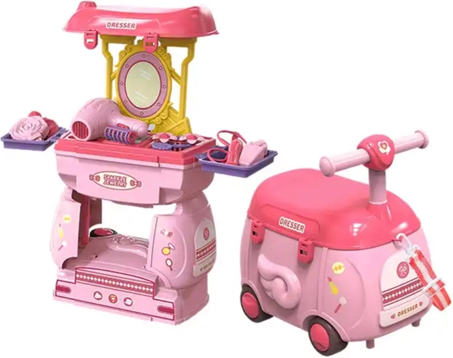 Kinderkaptafel in koffer met spiegel 2-in-1 - 1 stuk