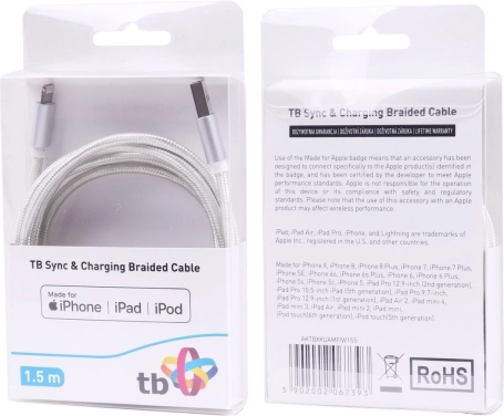 Lightning-USB kabel 1,5m zilver MFi