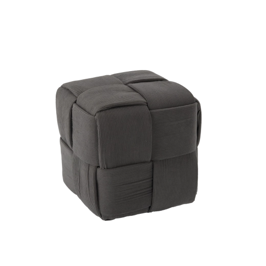 Gevlochten poef kubus donkergrijs 34 × 34 × 34 cm