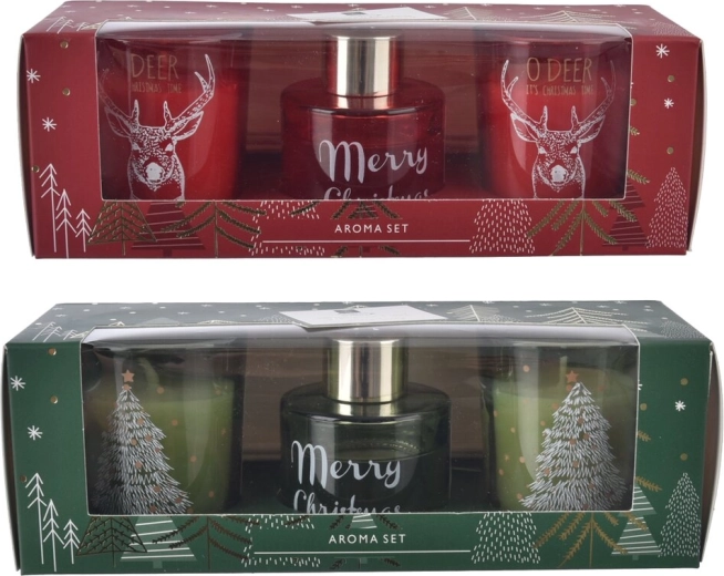 Kerstset met aromadiffuser en kaars 30 ml (2 varianten)