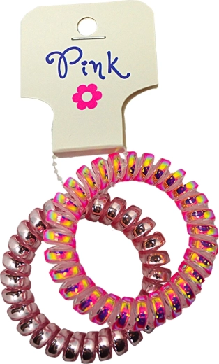 PINK haarelastiekjes roze en parelmoer (2 stuks)