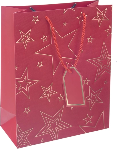 Papieren cadeauzakje met ster 26 × 12 × 32 cm – Rood