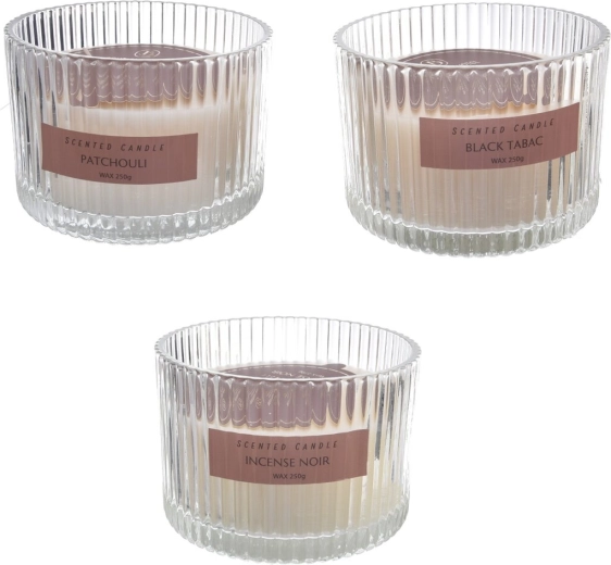 Geurkaars in glas RIB wit 710 g