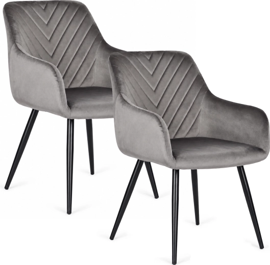 Set van 2 gestoffeerde fluwelen stoelen ModernHome donkergrijs