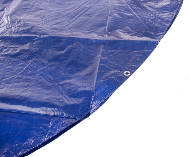 Rond blauw dekzeil met ogen 3,5 m