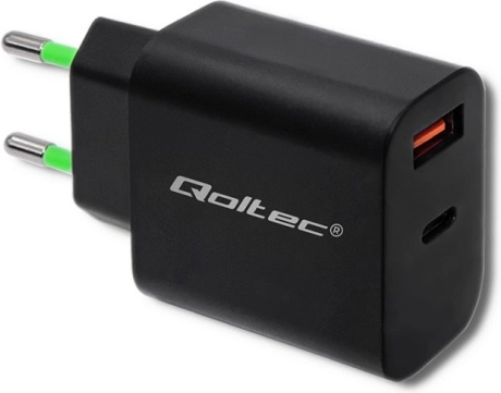 Netlader 18W USB type C PD en USB QC 3.0 zwart