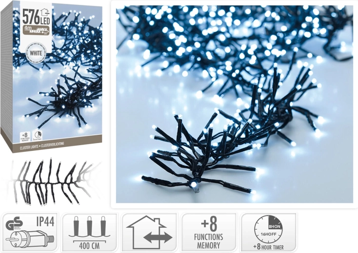 Kerstverlichting met leds, 4 m, 576 leds, koud wit