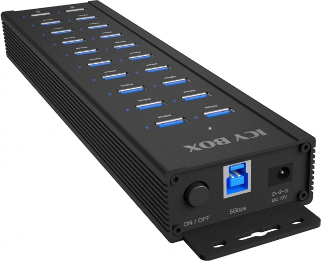 Icy Box IB-HUB1720-U3 20-poorts USB-hub met 96 W voeding