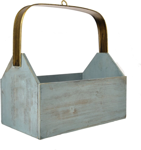 Grote metalen opbergkist bruin-blauw