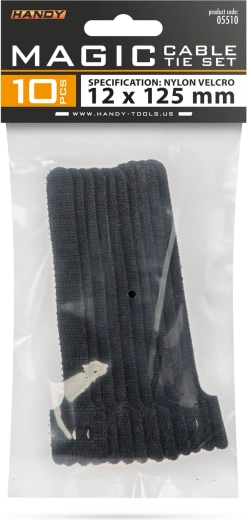 Textiele kabelbinders met klittenband - 10 stuks