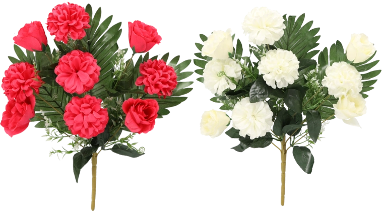 Kunsttak – boeket van 9 chrysanten 47–50 cm, kleurenmix