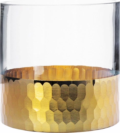 Glazen vaas en theelichthouder Golden honey 12 cm