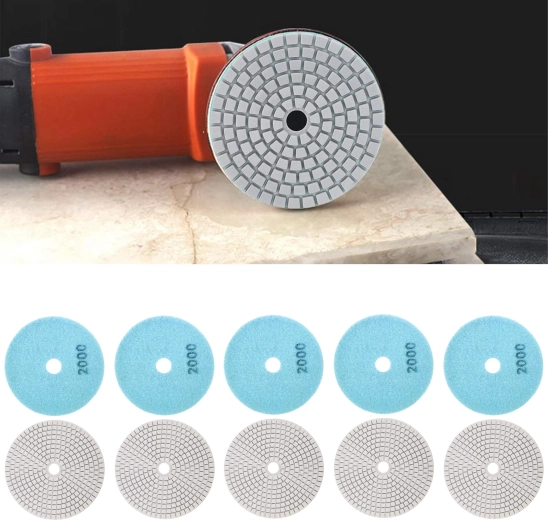 Set van 10 diamanten polijstschijven 80 mm, droog en nat polijsten, klittenband, korrel 2000