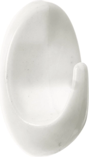 Witte plastic ovale haak klein 1 st