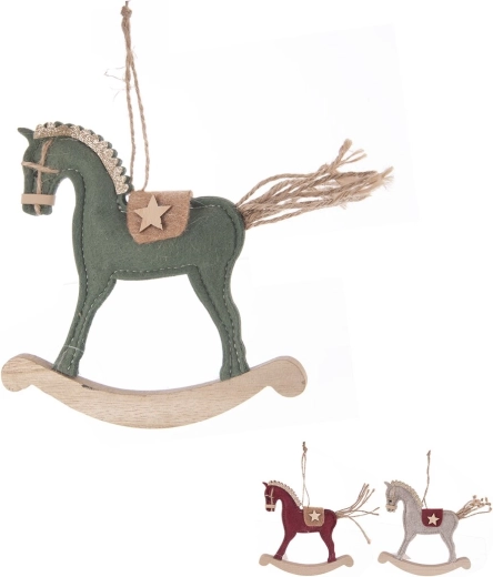 Kersthangdecoratie paard van hout en vilt (3 varianten)