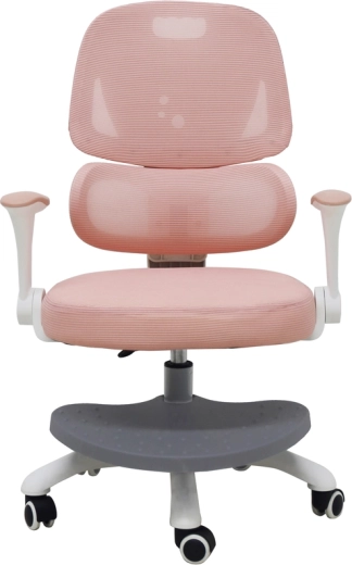 Ergonomische draaibare kinderstoel voor een bureau met voetsteun - roze