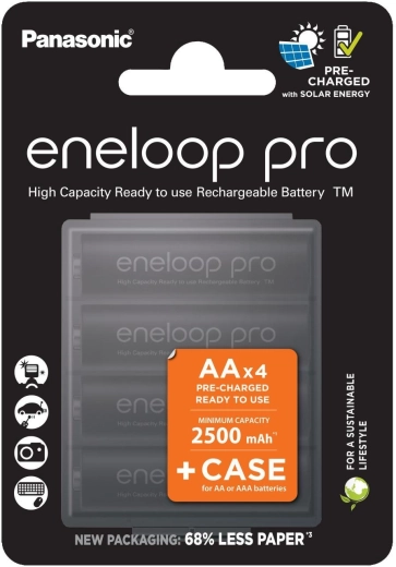 Panasonic Eneloop Pro oplaadbare AA-batterijen 2500 mAh met etui - 4 stuks