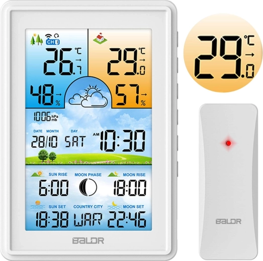 Draadloos weerstation BALDR met kleurendisplay
