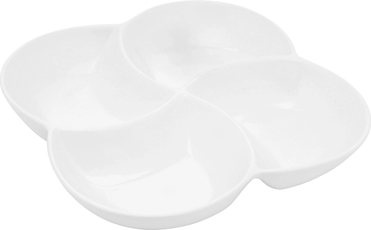 Regular porseleinen verdeelde serveerschaal 4 vakken 26,5 cm crème