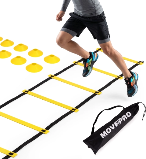 MOVEPRO coördinatie-agilityladder 6 m met set pionnen en draagtas