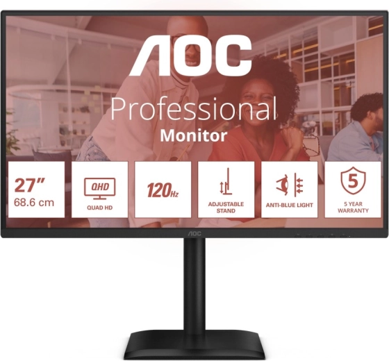 AOC Q27E4CV 27" QHD IPS-monitor 120 Hz met USB-C en RJ-45