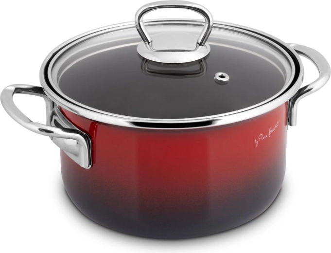 Lamart geëmailleerde steelpan met deksel 16 cm