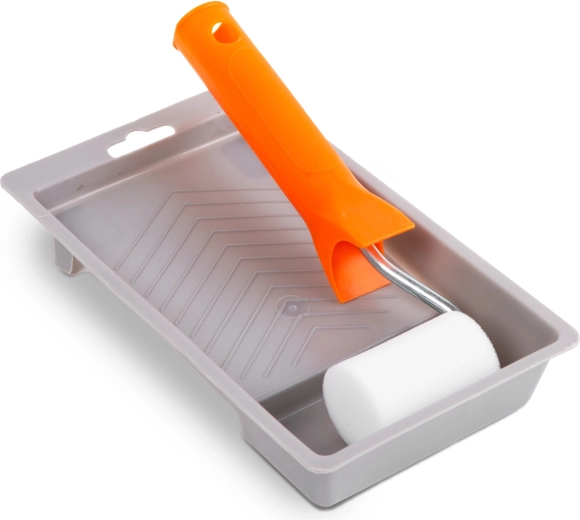 Set schuimverfroller met handvat en verfbakje, 50 mm