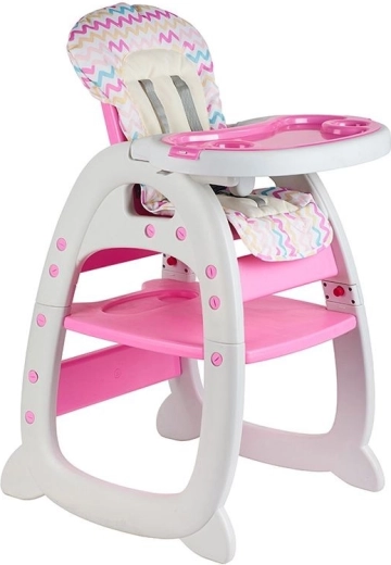 Kinder eetstoel 3-in-1 wit-roze