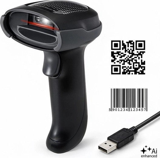 Qoltec 1D- en 2D-barcodelezer met USB