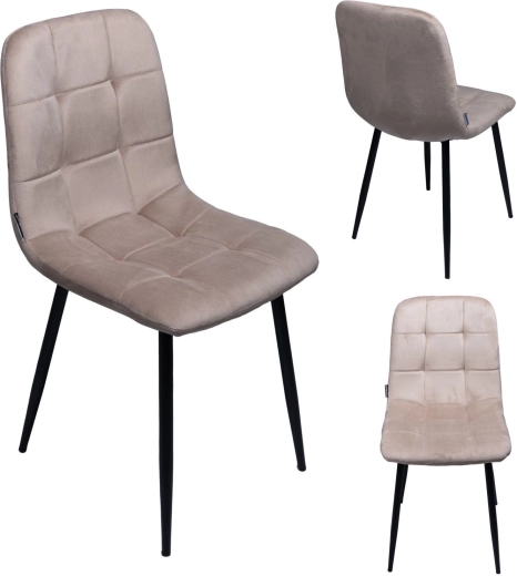 Gestoffeerde fluwelen eetkamerstoel loft beige - 1 stuk