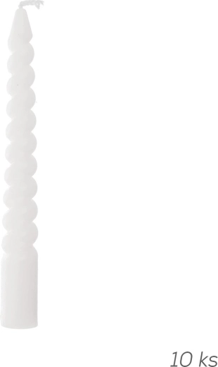 Decoratieve gedraaide kaarsen 10 cm - 10 stuks – Wit