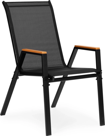 Stabiele stalen constructie met houten armleuningen