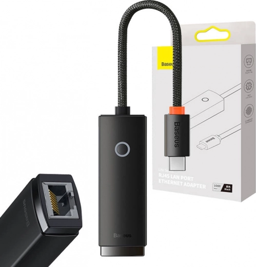 Netwerkadapter Baseus Lite Series USB-C naar RJ45 (zwart)