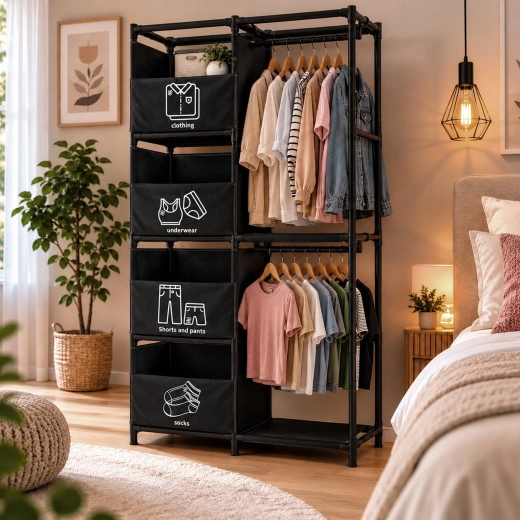 Ruimte om kleding op te hangen zonder onnodige kreuken