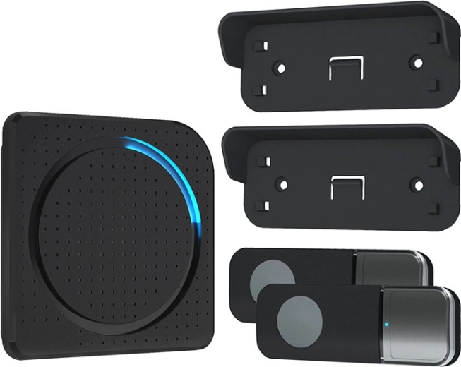 Solight draadloze deurbel voor in het stopcontact met 2 knoppen, 200 m, zwart, Learning code