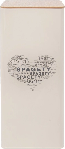Doos voor spaghetti met Hart-motief, blik en hout, 28,5 cm