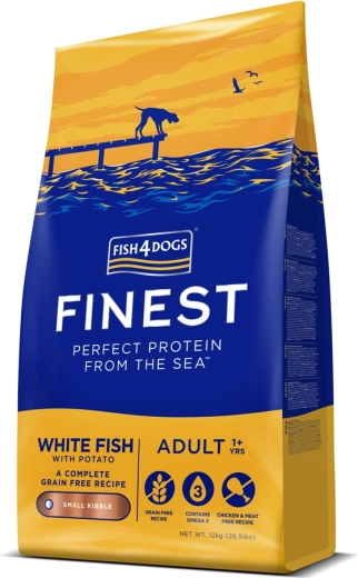 Fish4Dogs Finest brokken voor volwassen honden met witte vis en aardappelen 12 kg