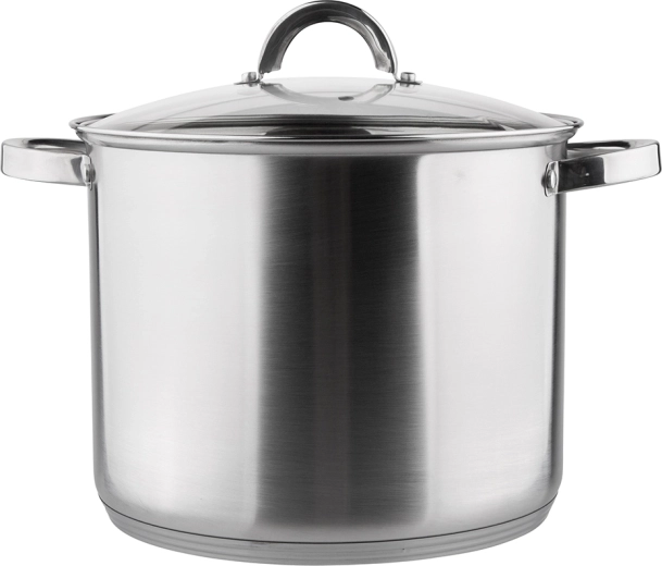 Fabio hoge roestvrijstalen kookpan met glazen deksel 26 cm, 10,5 l