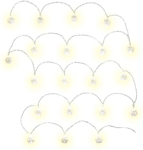Kerstverlichtingssnoer Retlux met zilveren bollen, 20 LED's