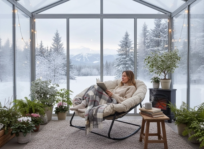 Stevig stalen frame met zachte schommelbeweging