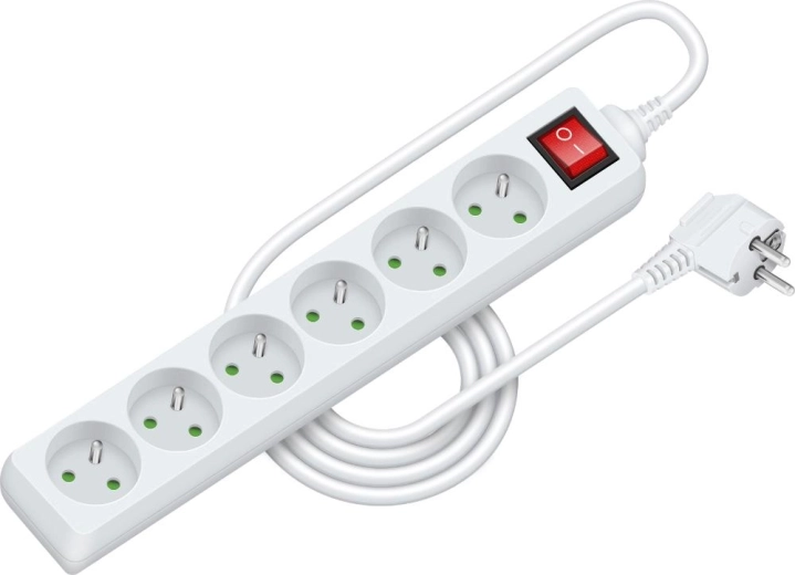 RETLUX-verlengsnoer met schakelaar, 6 stopcontacten, 2 m
