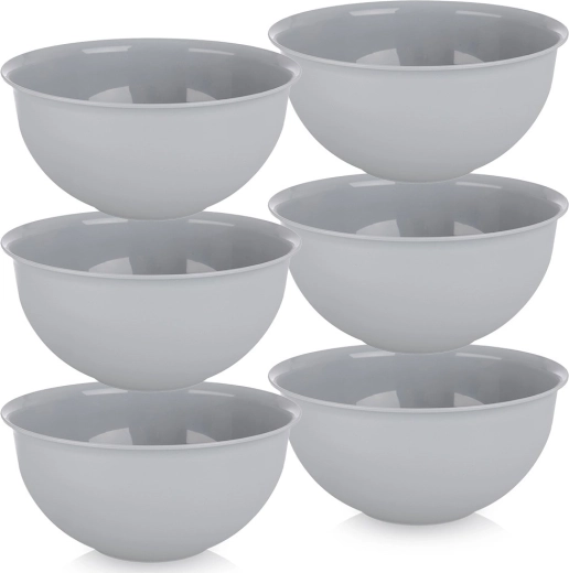 Kunststof kommen Sandy 13 cm, 500 ml - 6 stuks – Grijs