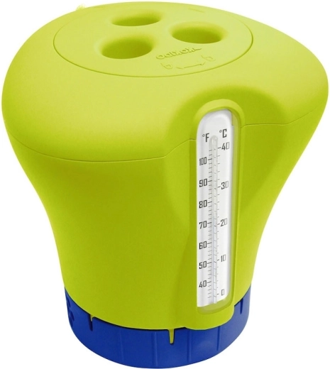 Gele chloordrijver met thermometer