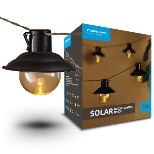Modee solar LED-lampionlichtsnoer voor de tuin 4,7 m, 10 stuks