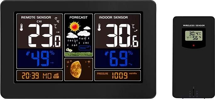 Solight slimme Wi-Fi-weerstationsysteem met kleurendisplay en Smart Life-app, zwart