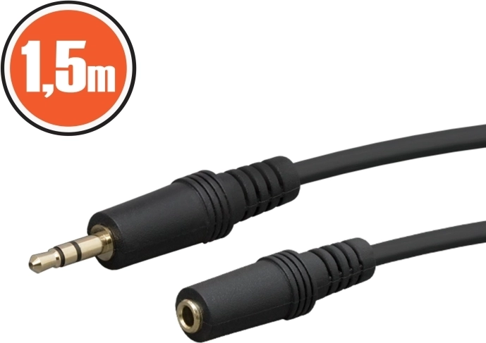 Audio-verlengkabel Jack 3,5 mm, 1,5 m, zwart