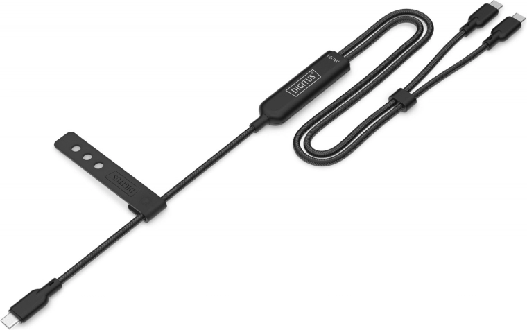 Oplaadkabel 2-in-1 USB‑C naar 2× USB‑C, 140 W PD 3.1, nylon, 1,8 m, zwart