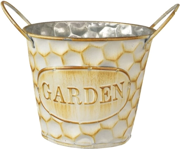 Metalen bloempot Garden beige vierkant 12 × 12 × 13 cm